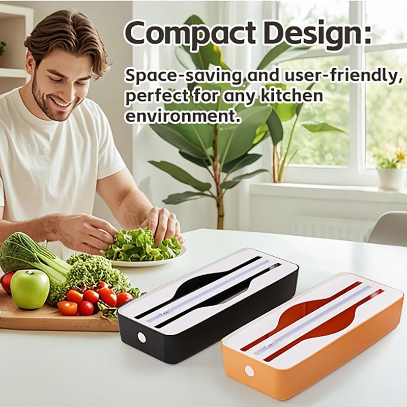 Sonile Dual-Slot Multifunctional Kitchen Cutter | For Cling Film, Aluminum Foil, and Parchment Paper Storage & Cutting | Easily Cut Two Materials at Once (Black(suckers)) - Image 4
